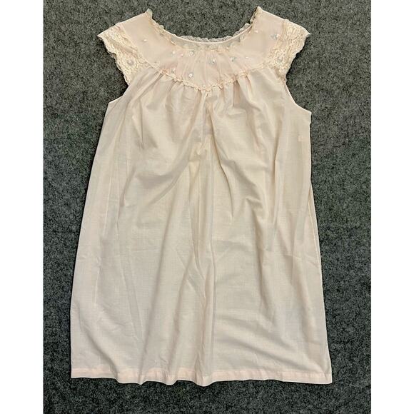 Vintage Sears Perma Prest Cottage Nightgown Embroidered Flowers Size 40-42 READ - Picture 3 of 14